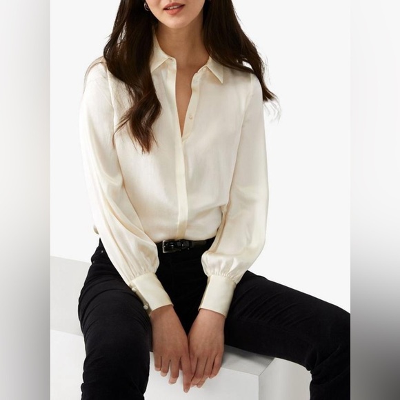 FINAL PRICE Pure Collection Silk Satin Shirt, Ivory - Picture 1 of 8